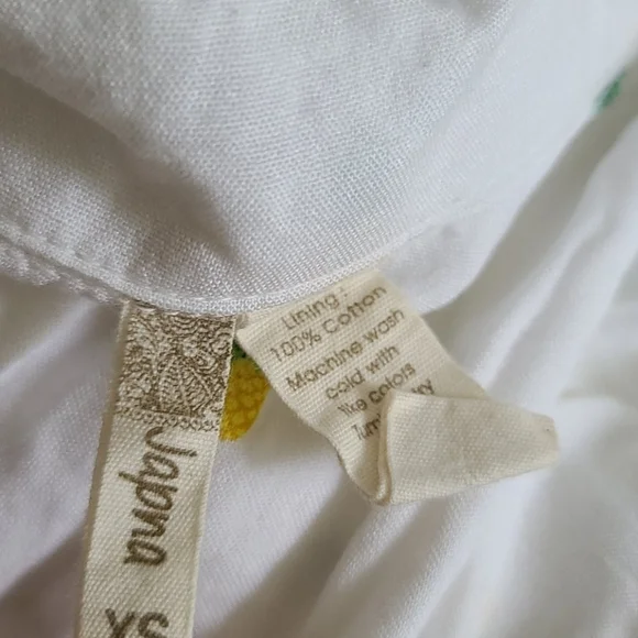 Japna Cotton Pineapple Polka Dot Button-down Mini Dress SizeXSmall Pockets White - Picture 2 of 6